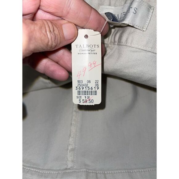 Talbots Heritage Tan Khaki Stretchy Flat Front Side Zip Pants Size 12 - Picture 7 of 12